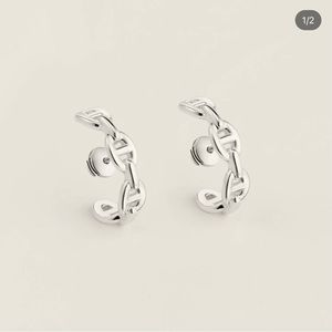 Authentic Hermes Sterling Silver Chain de Ancre Earrings BRAND NEW